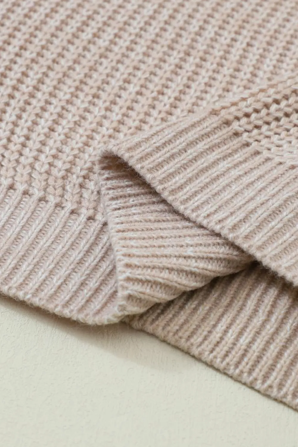 Fashion Dear-Lover Cable Knit Sleeve Drop Shoulder Sweater Parchment