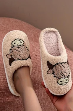 Fashion Dear-Lover Cartoon Animal Plush Slippers Parchment