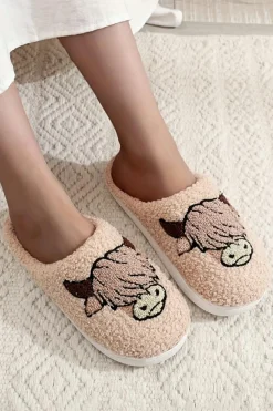 Fashion Dear-Lover Cartoon Animal Plush Slippers Parchment