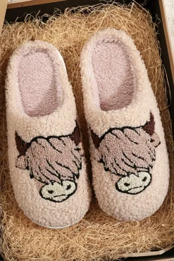 Fashion Dear-Lover Cartoon Animal Plush Slippers Parchment