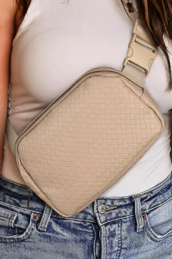 Best Dear-Lover Checkered Zipped Buckle Strap Crossbody Bag Parchment