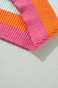 Online Dear-Lover Colorblock Striped Trim Drop Shoulder Sweater Parchment