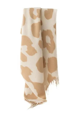 Sale Dear-Lover Cow Print Fringed Winter Large Scarf Parchment