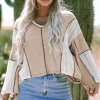 New Dear-Lover Crochet Detail Exposed Seam High Low Loose Top Parchment