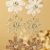 New Dear-Lover Crochet Flowers Stud Dangle Earrings Parchment