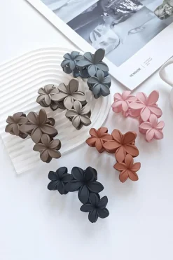 Online Dear-Lover 3D Flower Plastic Resin Hair Claw (Slight Color Variations) Parchment