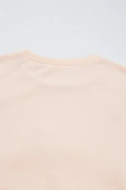 Clearance Dear-Lover Embroidered Bow Lantern Sleeve Oversized Pullover Sweatshirt Parchment