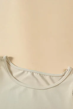 Clearance Dear-Lover Floral Crochet Short Sleeve Top Parchment