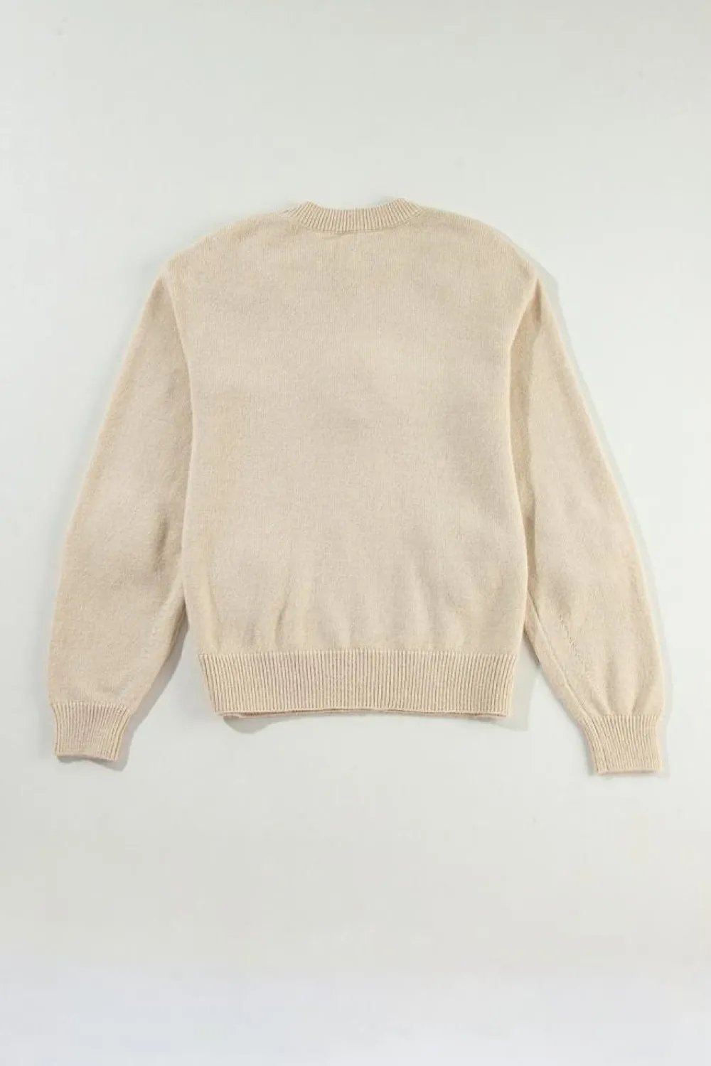 Fashion Dear-Lover Floral Crochet Chunky Knit Sweater Parchment