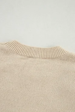 Fashion Dear-Lover Floral Crochet Chunky Knit Sweater Parchment