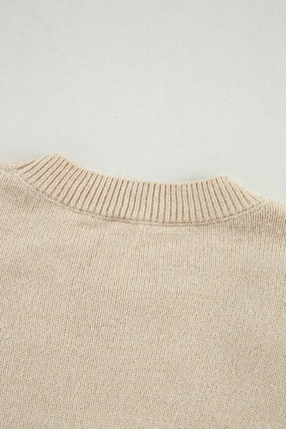 Fashion Dear-Lover Floral Crochet Chunky Knit Sweater Parchment