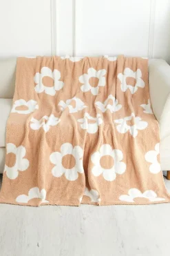 Clearance Dear-Lover Floral Printed Soft Throw Blanket 127*152cm Parchment