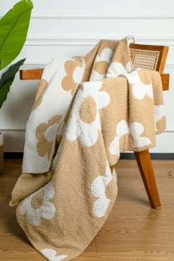 Clearance Dear-Lover Floral Printed Soft Throw Blanket 127*152cm Parchment