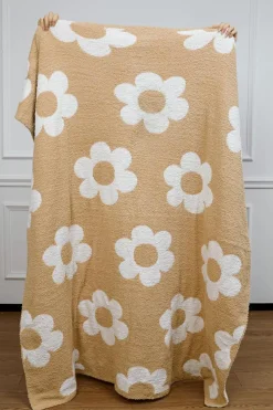 Clearance Dear-Lover Floral Printed Soft Throw Blanket 127*152cm Parchment