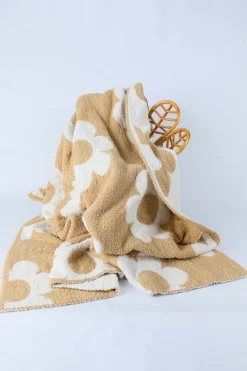 Clearance Dear-Lover Floral Printed Soft Throw Blanket 127*152cm Parchment