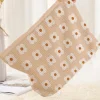 Hot Dear-Lover Flowers Print Textured Corduroy Large Makeup Bag Parchment