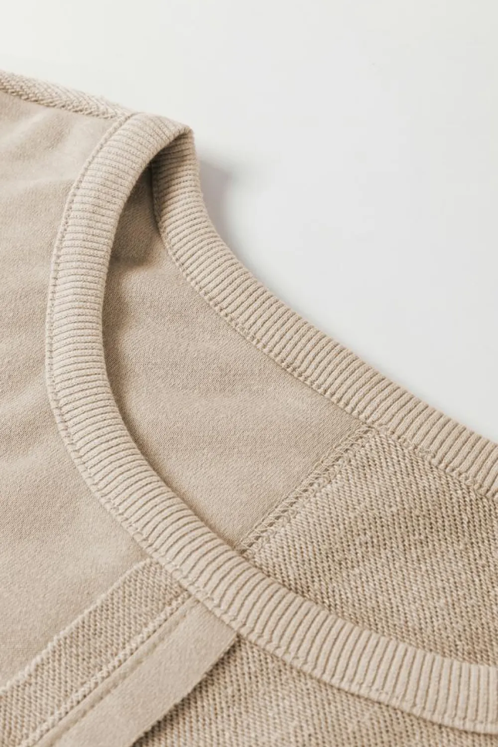 Sale Dear-Lover Knit Crochet Exposed Seam Ribbed Trim Sweatshirt Parchment
