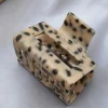 Discount Dear-Lover Leopard Print Cutout Square Claw Clip Parchment