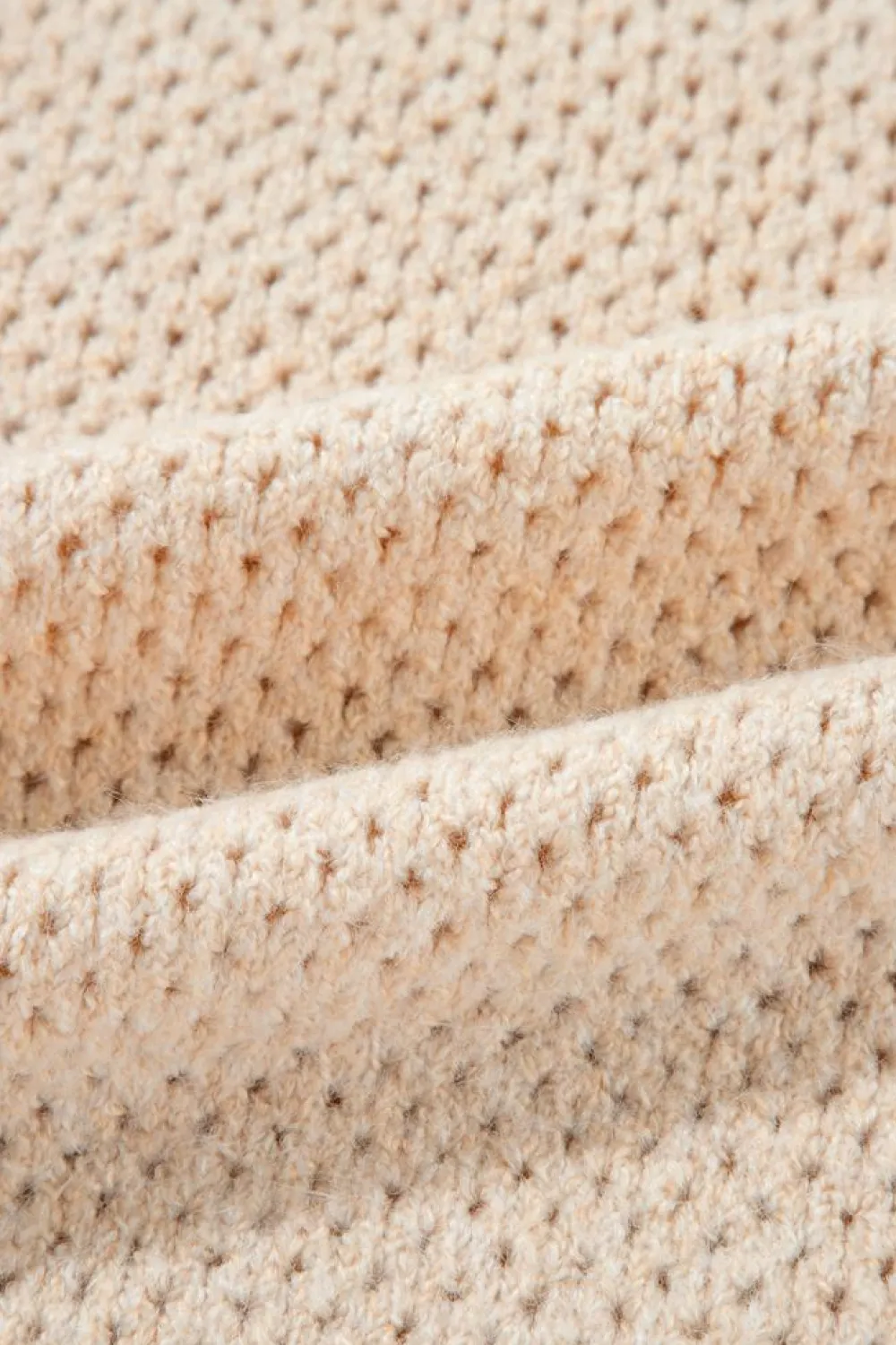 Discount Dear-Lover Loose Eyelet V Neck Drop Shoulder Sweater Parchment