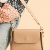 Outlet Dear-Lover PU Leather Flap Square Shoulder Bag Parchment