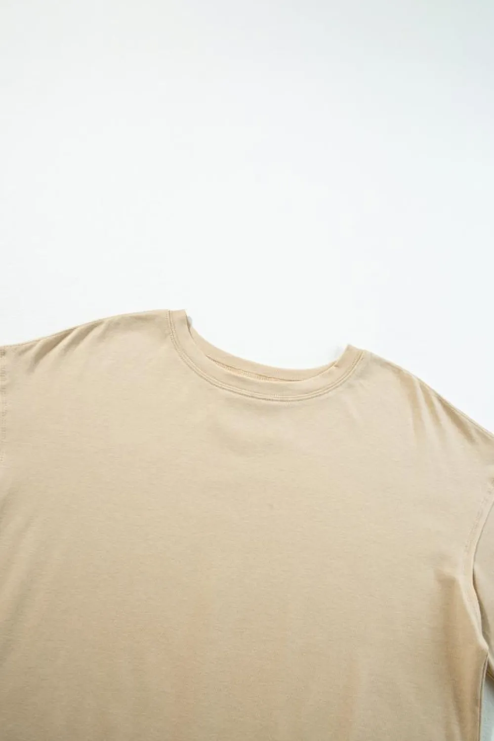 Hot Dear-Lover Raw Seam Patchwork Drop Shoulder Oversize T Shirt Parchment
