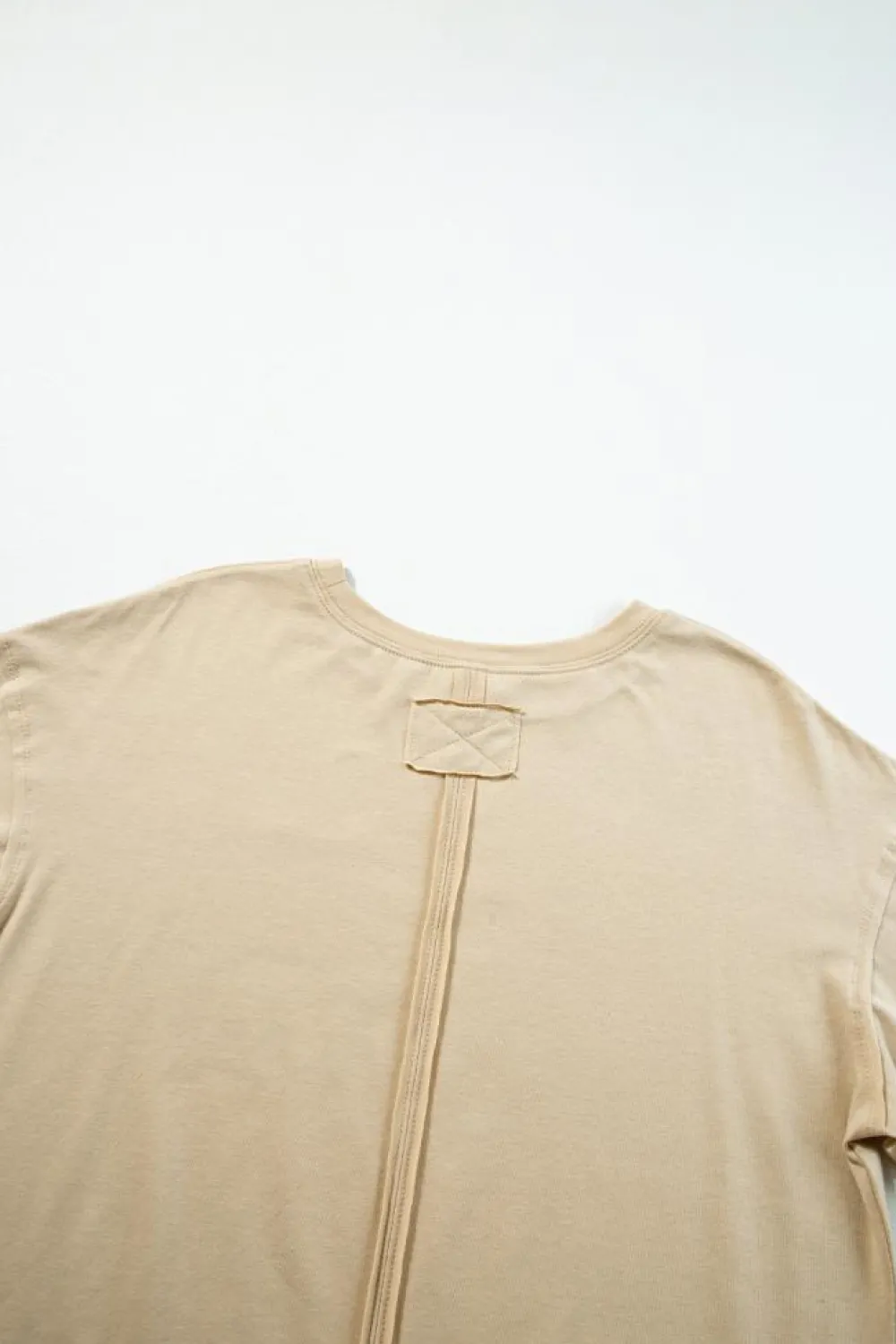 Hot Dear-Lover Raw Seam Patchwork Drop Shoulder Oversize T Shirt Parchment