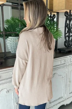 Outlet Dear-Lover Sequin Patch Chest Pocket Corded Shacket Parchment