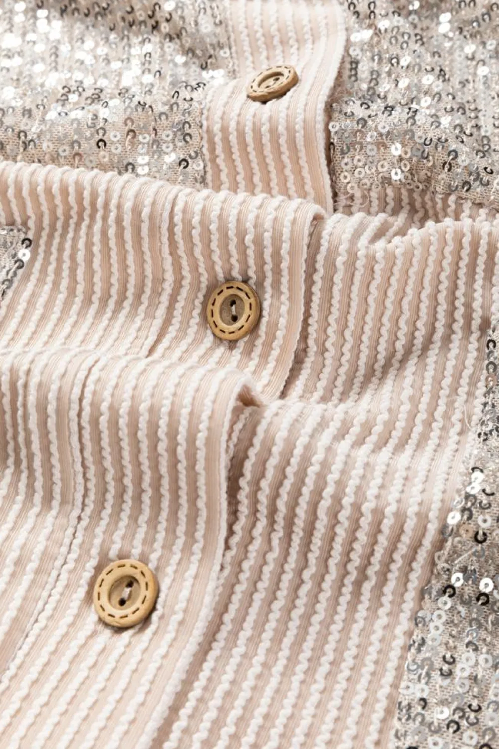 Outlet Dear-Lover Sequin Patch Chest Pocket Corded Shacket Parchment