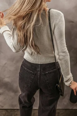 Discount Dear-Lover Slim Fit Buttoned V Neck Knit Cardigan Parchment