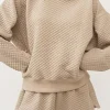 Outlet Dear-Lover Solid Color Quilted Long Sleeve Top and Shorts Set Parchment