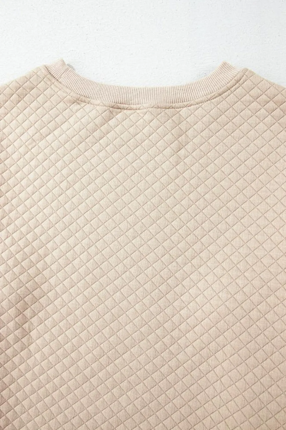 Outlet Dear-Lover Solid Color Quilted Long Sleeve Top and Shorts Set Parchment