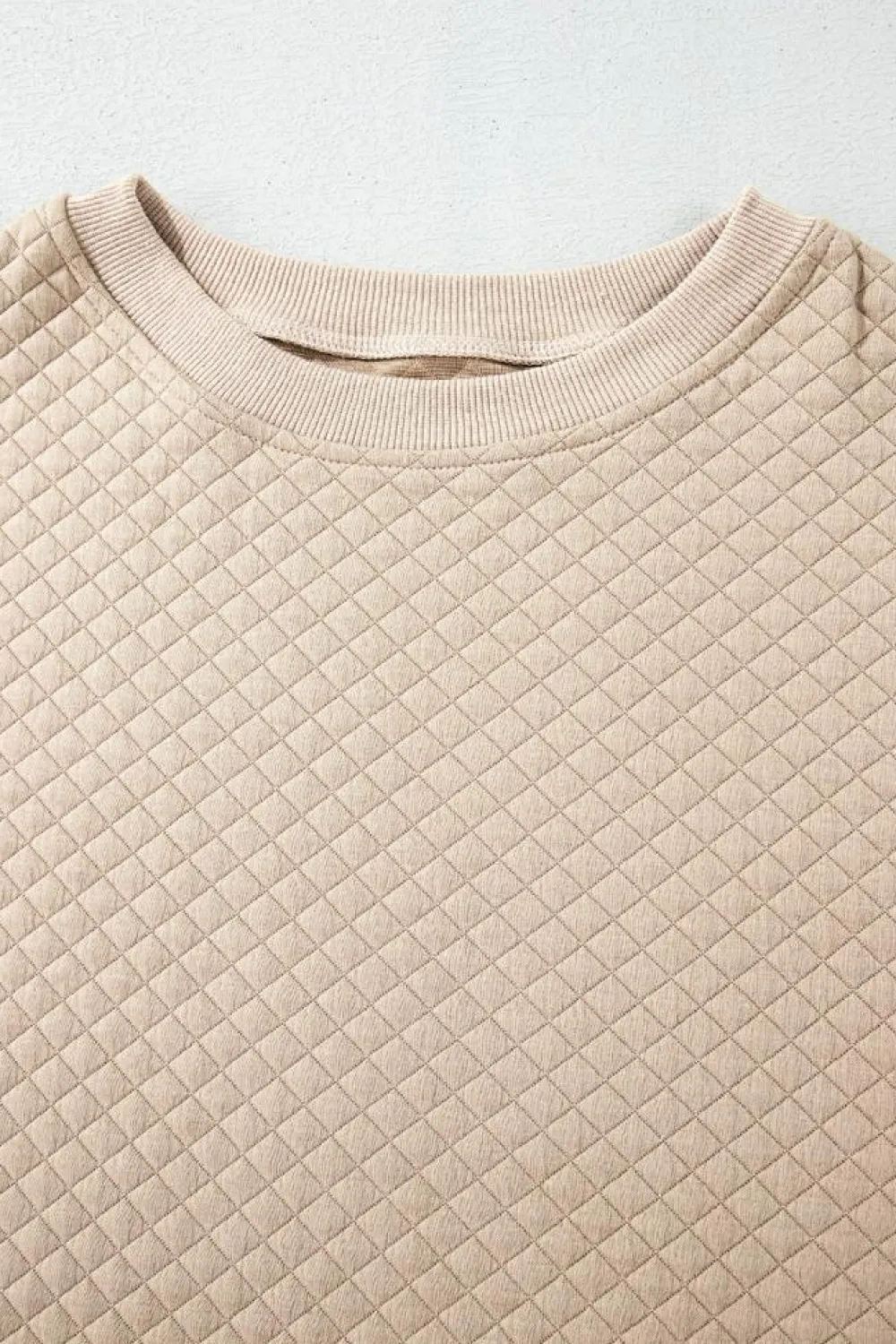 Outlet Dear-Lover Solid Color Quilted Long Sleeve Top and Shorts Set Parchment