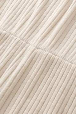 Online Dear-Lover Solid Color Ribbed Short Sleeve Wide Leg Jumpsuit Parchment