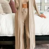 Online Dear-Lover Split Long Cardigan and Skinny Pants Lounge Set Parchment