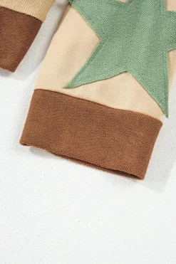 Clearance Dear-Lover Star Patchwork Exposed Seam Oversized Sweatshirt Parchment