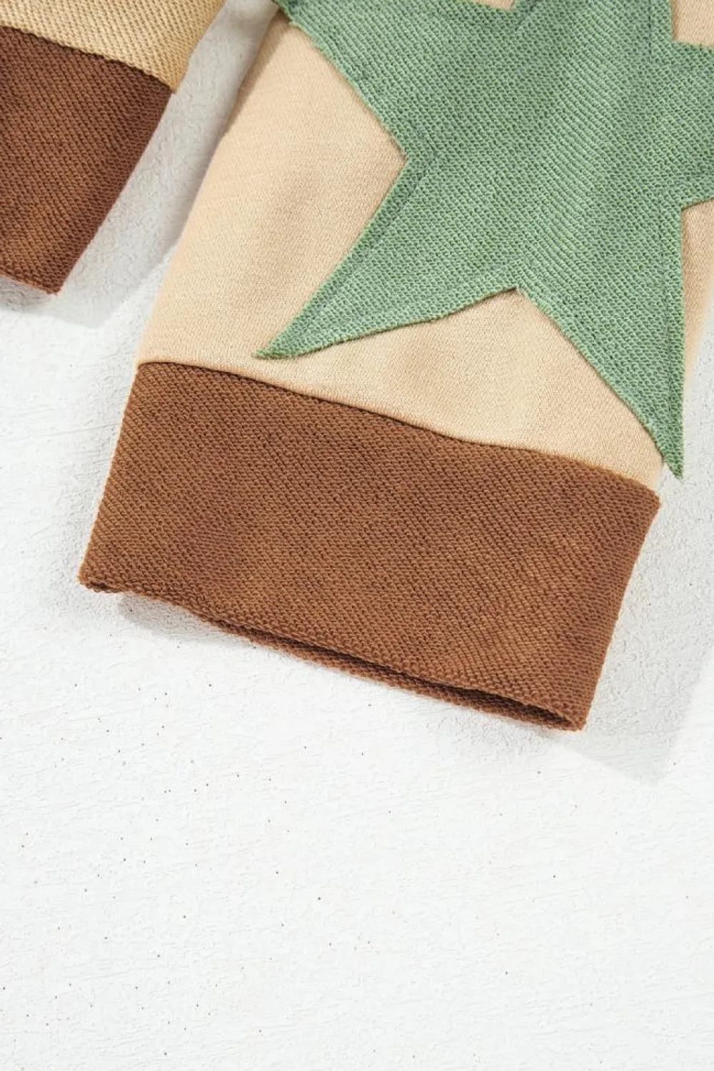 Clearance Dear-Lover Star Patchwork Exposed Seam Oversized Sweatshirt Parchment