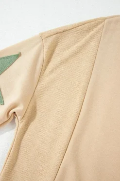 Clearance Dear-Lover Star Patchwork Exposed Seam Oversized Sweatshirt Parchment