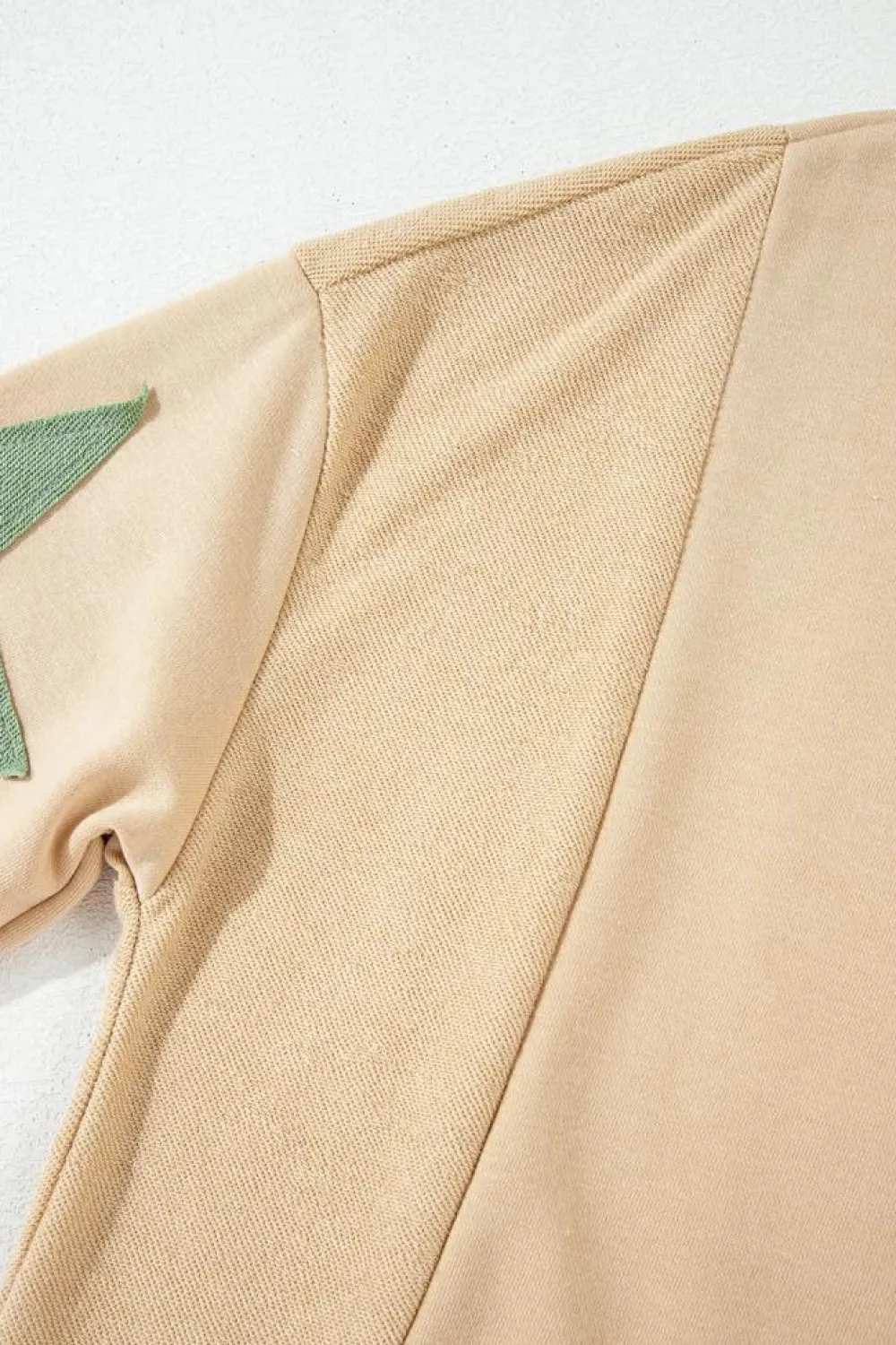 Clearance Dear-Lover Star Patchwork Exposed Seam Oversized Sweatshirt Parchment
