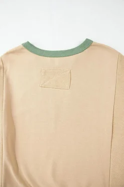 Clearance Dear-Lover Star Patchwork Exposed Seam Oversized Sweatshirt Parchment