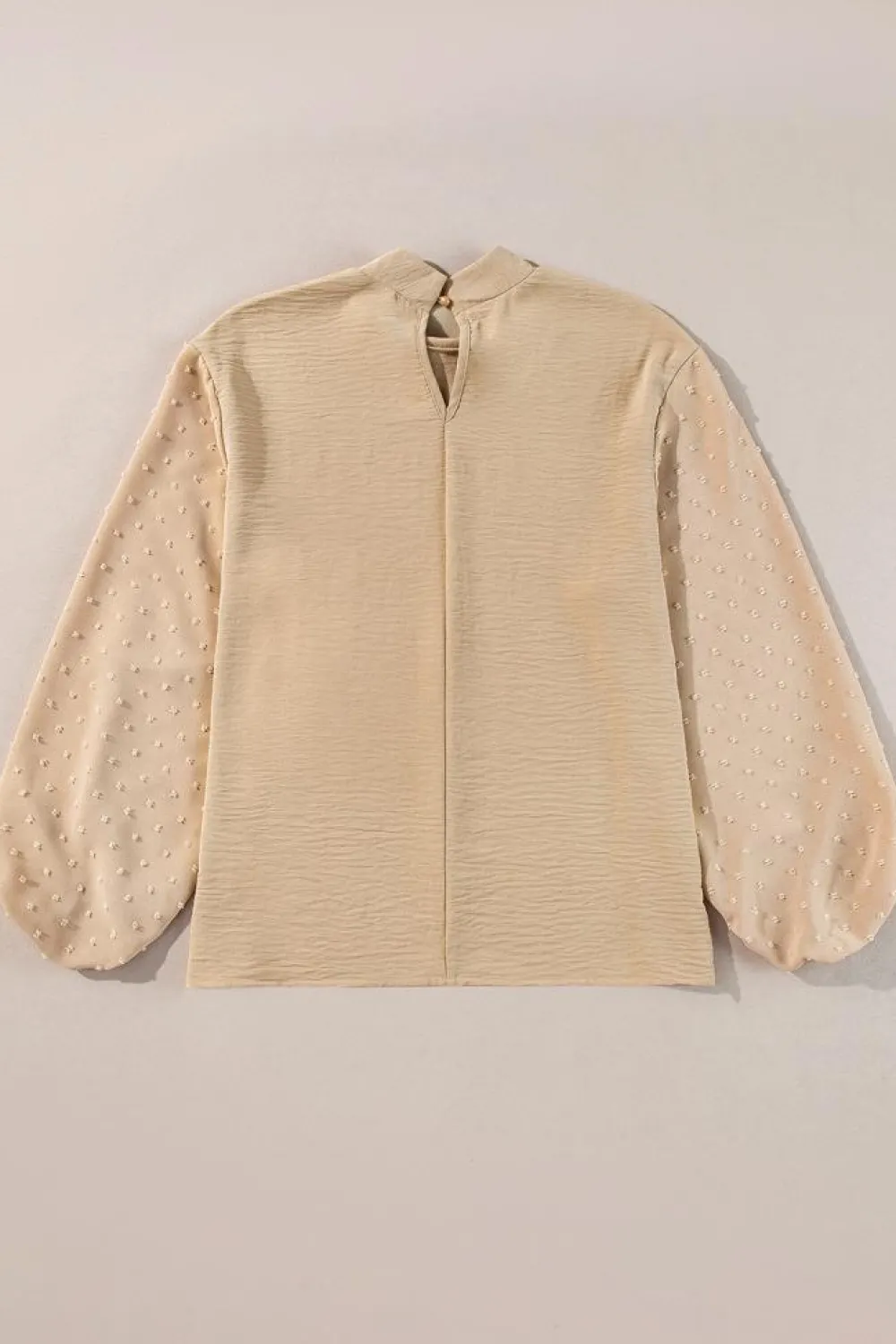 Online Dear-Lover Swiss Dot Balloon Sleeve Loose Blouse Parchment