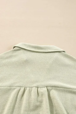 Sale Dear-Lover Textured Buttoned Long Sleeve Top 2 Piece Shorts Set Parchment