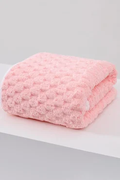 Online Dear-Lover Checkered Textured Thick Soft Bath Towel Peach Blossom