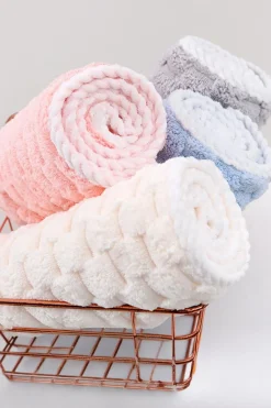 Online Dear-Lover Checkered Textured Thick Soft Bath Towel Peach Blossom