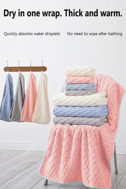 Online Dear-Lover Checkered Textured Thick Soft Bath Towel Peach Blossom