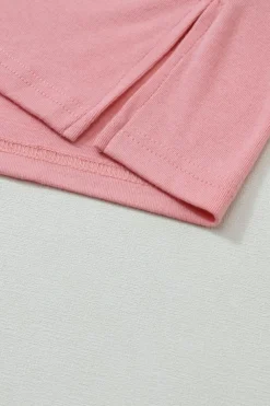 Clearance Dear-Lover Colorblock Striped Bishop Sleeve Top Peach Blossom