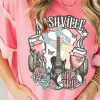 Best Dear-Lover Girls Trip Nashville Graphic Patchwork Short Sleeve Loose Top Peach Blossom