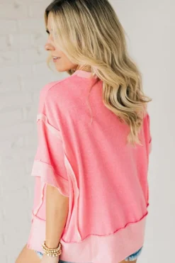 Best Dear-Lover Girls Trip Nashville Graphic Patchwork Short Sleeve Loose Top Peach Blossom