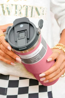 Fashion Dear-Lover Minimalist Insulated Vacuum Cup with Handle 30oz Peach Blossom