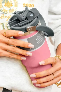 Fashion Dear-Lover Minimalist Insulated Vacuum Cup with Handle 30oz Peach Blossom