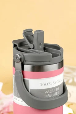 Fashion Dear-Lover Minimalist Insulated Vacuum Cup with Handle 30oz Peach Blossom